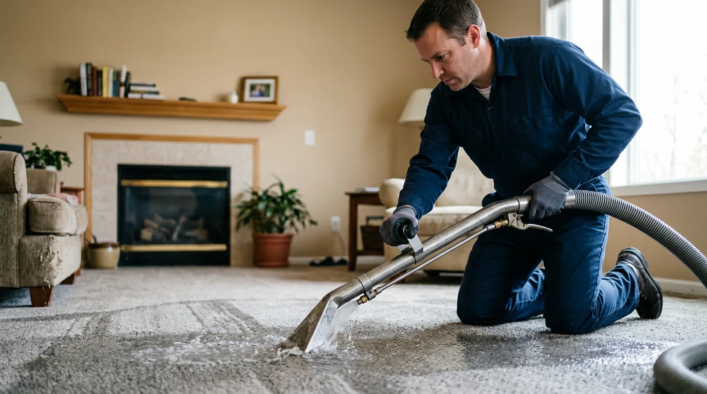 Water damage restoration technician working near Lawrence Township, NJ
